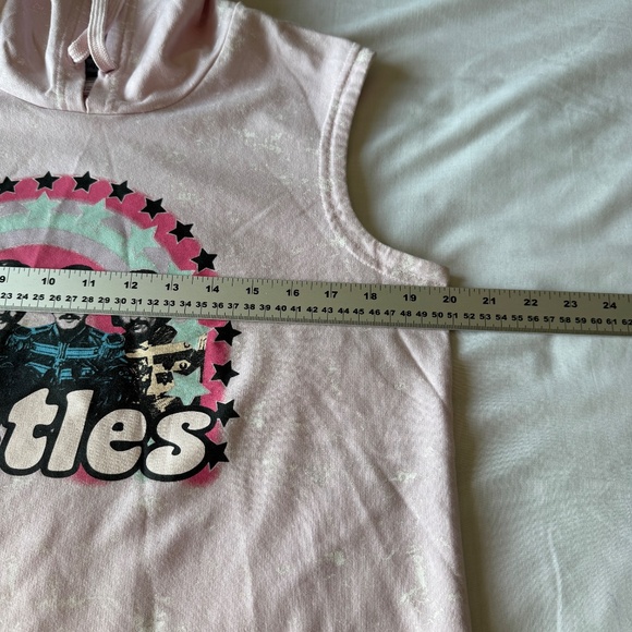 The Beatles Graphic Print Women's Sleeveless Hoodie Pink Medium Drawstring 60s - Picture 8 of 12